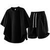Men's Plus Size Summer Short-Sleeve T-Shirt & Shorts Two-Piece Set - Youth Fashion Casual Loose Fit