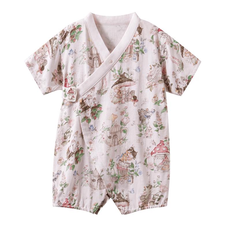 EMXEE Baby Gauze Short Sleeve Romper Bodysuit