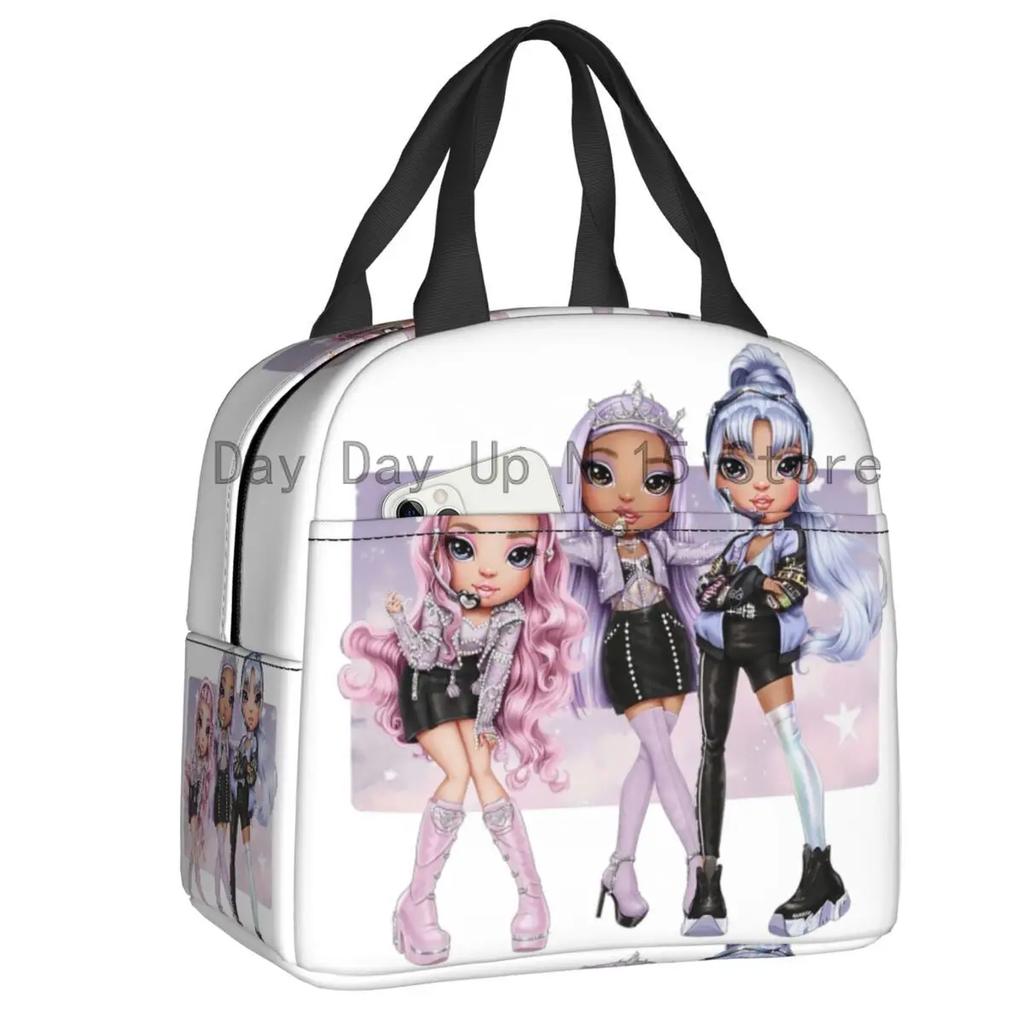 Rainbow High Insulated Lunch Bag for Outdoor Picnic Cartoon Anime Tv Portable Thermal Cooler Lunch Box Women Kids