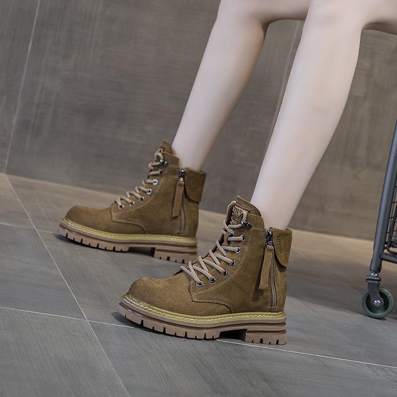 

Ботинки Martin из натуральной кожи, винтажные короткие рабочие ботинки, женские ботинки в британском стиле 40 хаки