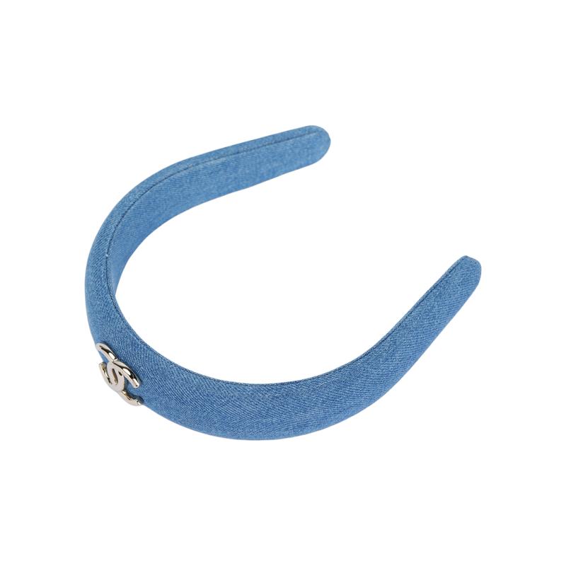 

CHANEL [25P Spring and Summer] Solid Color Logo Headband, Couple Style for Men and Women, Blue синій