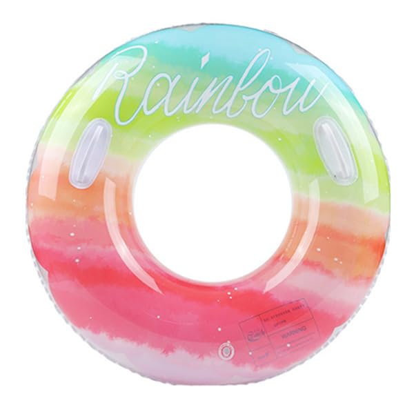 Remarks Japan Rainbow 100 Inflatable Rings with Beach Summer Gradient Cute Handles, Accessories, Vacation, Beach, Swimming, Kids, Outdoors, Design,