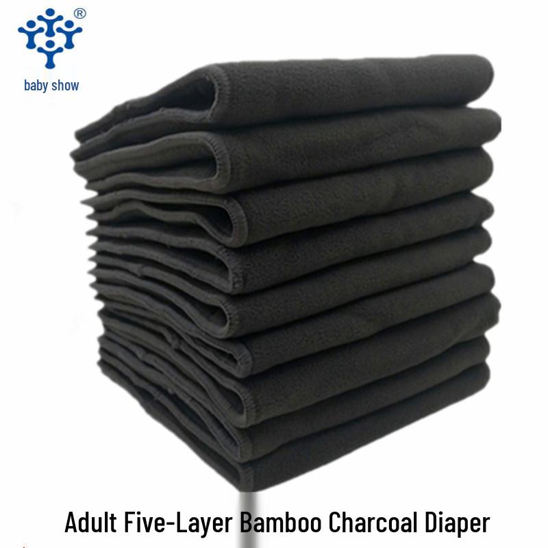Adult Bamboo Charcoal Incontinence Pad - Thick, Washable, Leakproof, Breathable, Reusable, Five-Layer Diaper Pad