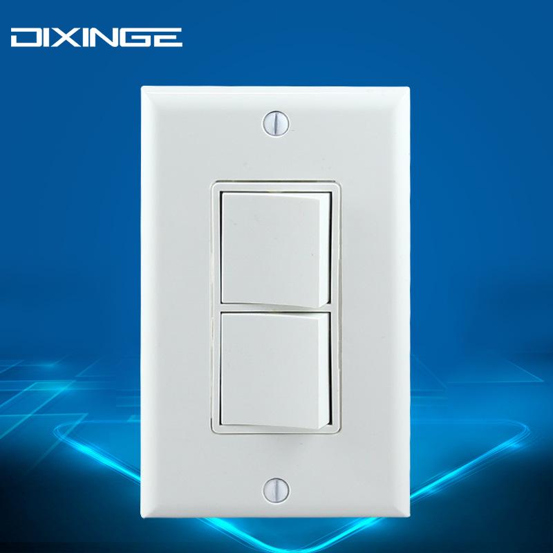 US Certified Two-Gang Rocker Switch: One-Way Single Gang North American Wall Switch