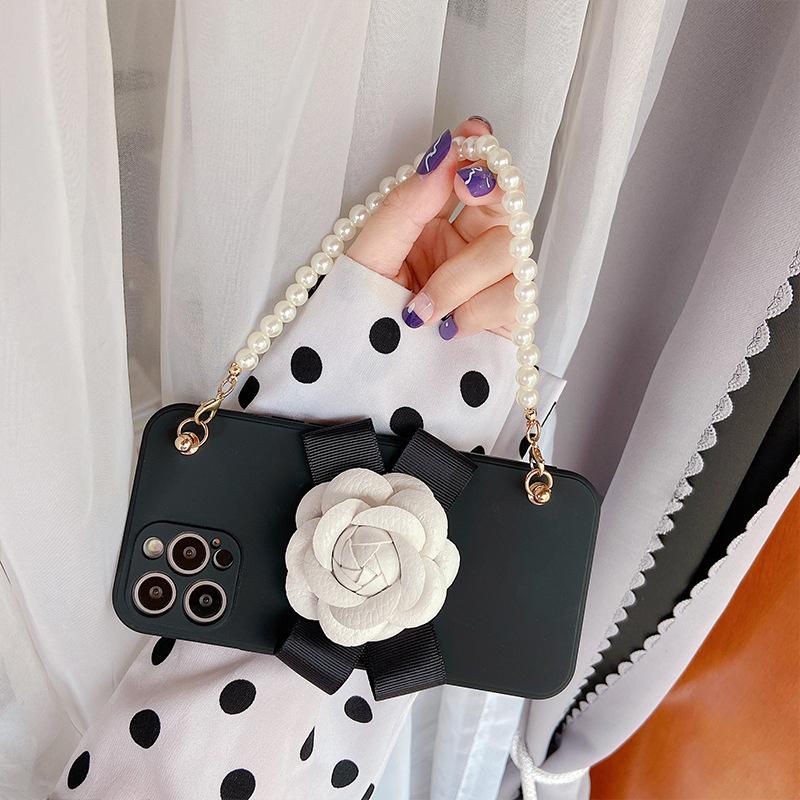 Apple 16Promax Phone Case Is Suitable For Iphone15Plu Camellia 17 Fine Hole Xr13 Bracelet.