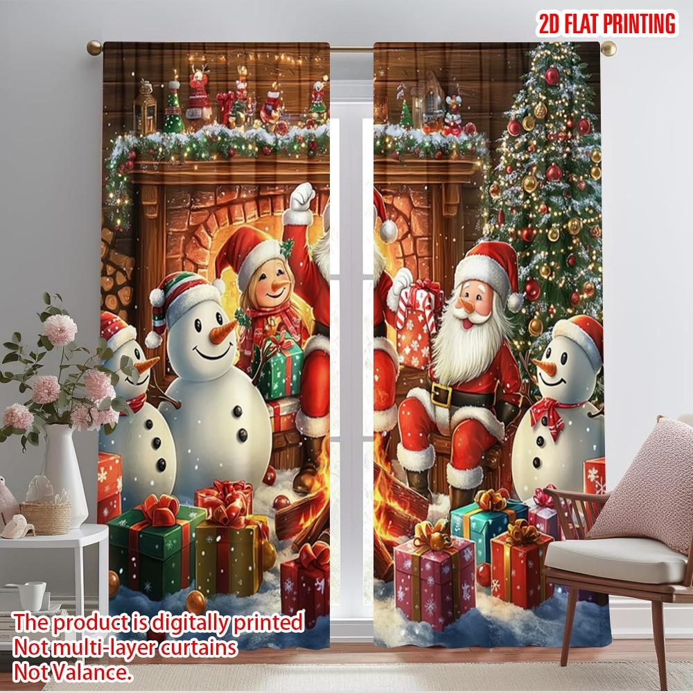 

2 шт., 2D печать Минималистичные шторы Вечеринка Санта-Клауса и снеговика (2) Универсальная ткань (без удилища) Уличные украшения 52.50×116.00 CM 2pcs