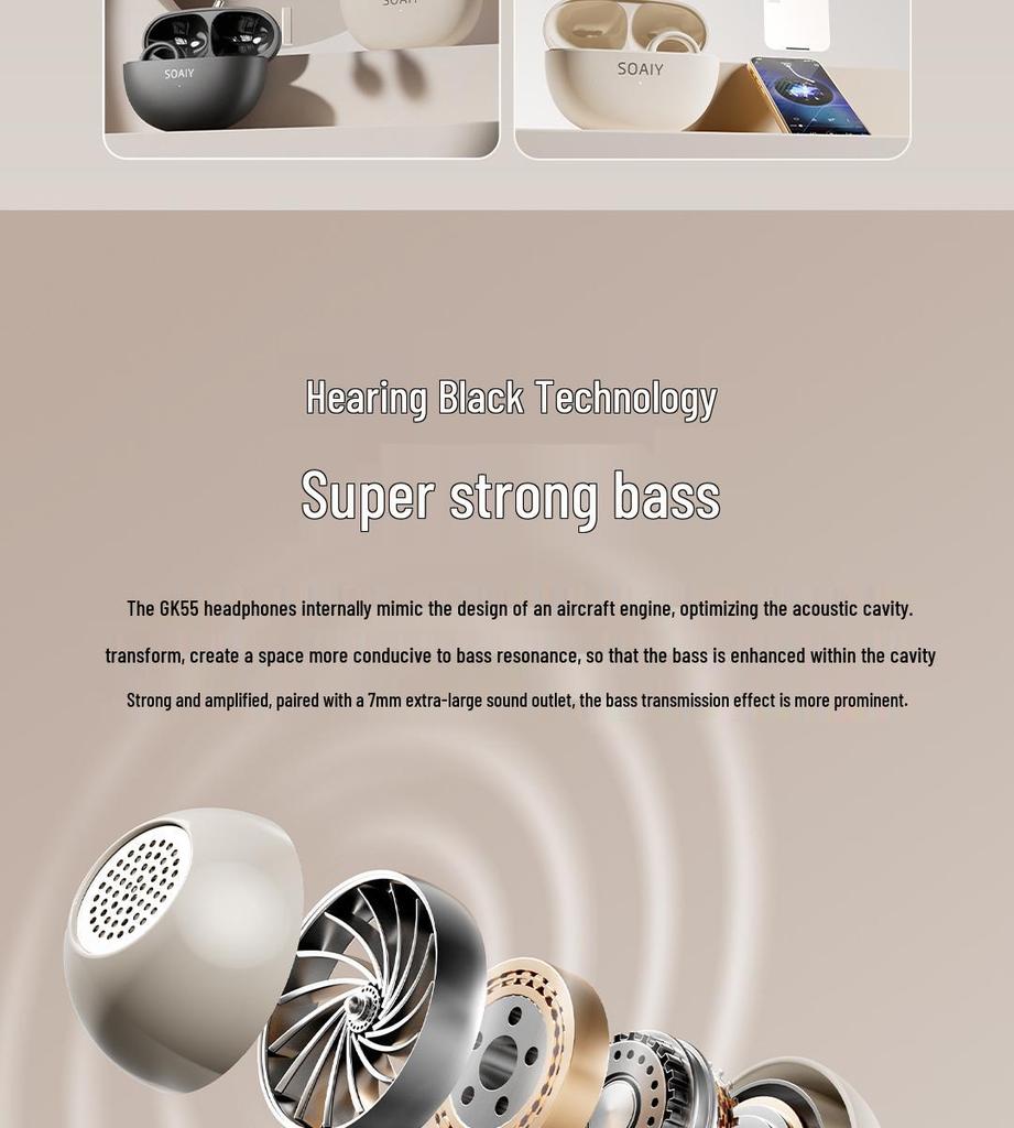 SOAIY GK55 Clip-On Wireless Bluetooth Air Conduction Sports Headphones 2025