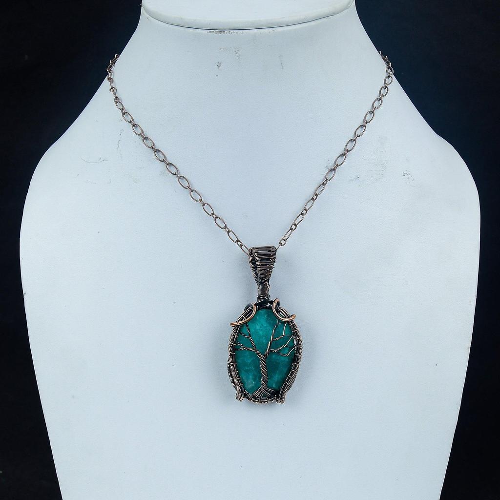 Emerald Pendant, 999 Copper Wire Wrapped Pendant Gemstone Jewelry, Handmade Pendant Amazing Jewelry, Gift For Her