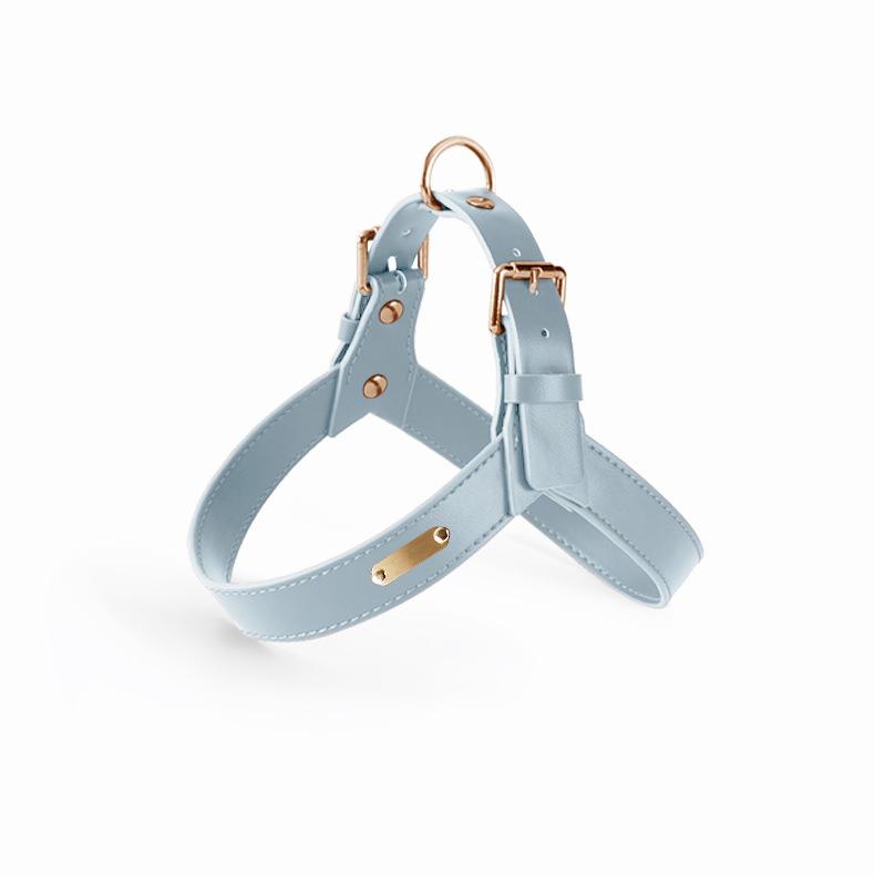Waterproof Leather Dog Breast Strap Hand Holding Rope Vest-Style Medium Large Dog Explosion-Proof Leash Outing Pet Supplies
