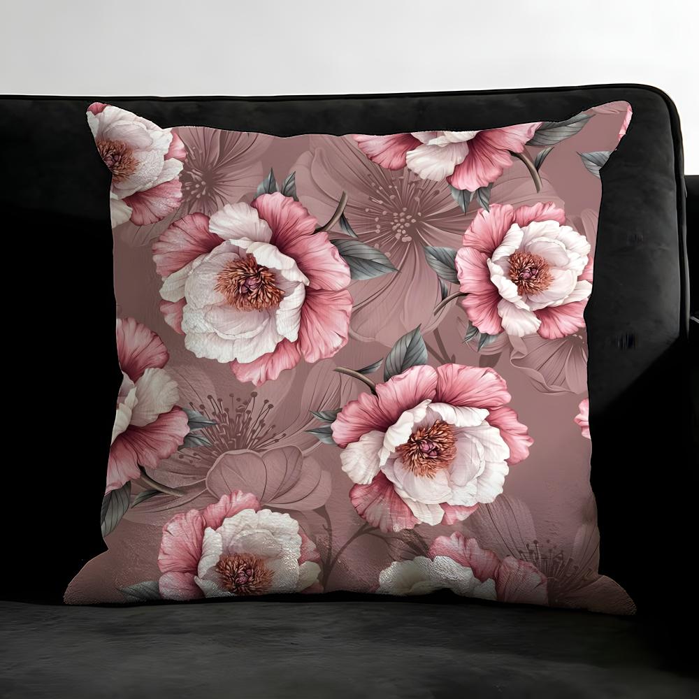 Classic Floral Print Elegant Cushion Cover Pillowcase Ultra Soft Skin Friendly Fabric Cloud Like Comfort & Concealed Zipper