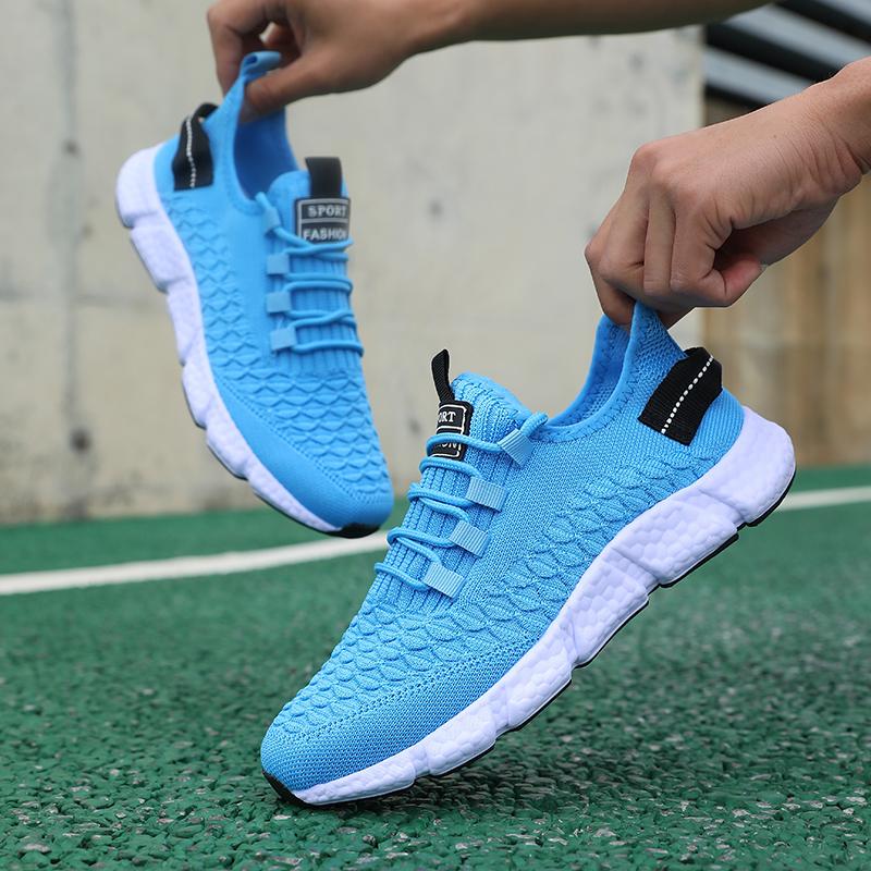 Men'S Ultra Light Running Shoes Soft Sole Breathable Comfortable New Sneakers Outdoor Anti Slip Solid Color Tennis Walking Shoes