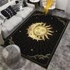 Gold Moon and Sun Pattern Rug, Dreamy Style Suitable for Use As an Anti-slip Game Mat for Living Room and Bedroom Sofas