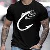Bass Fishing Hook Graphic Men's Cotton Round Neck T-Shirt Casual Street Style Summer Tee