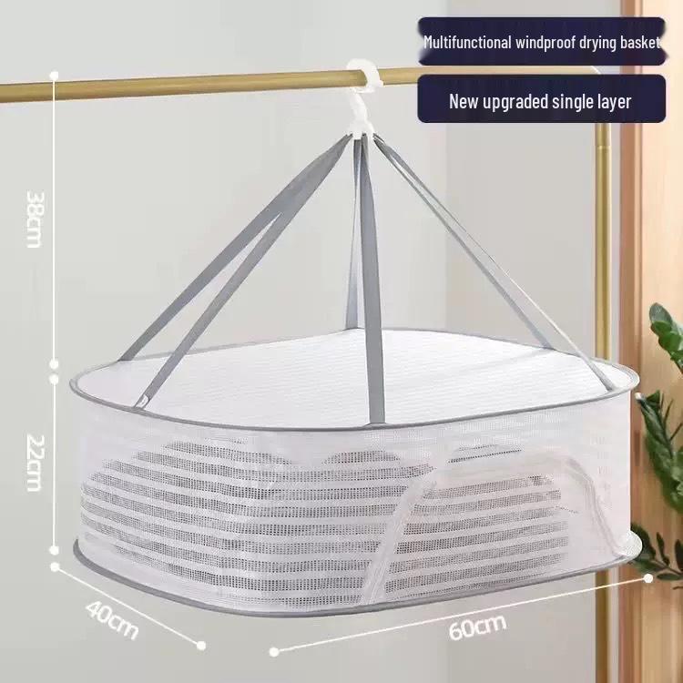 3-Layer Foldable Windproof Drying Rack for Clothes & Socks
