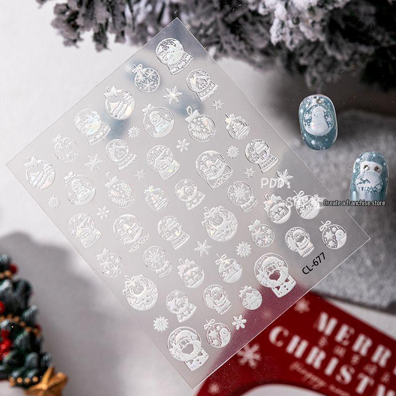 

Winter Wonderland Nail Art Stickers: Snowman, Reindeer, Stars & Snowflakes Christmas Frost Star [1 sheet]