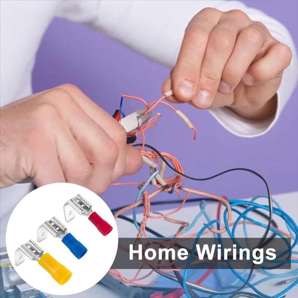 50/100Pcs Bagged Cold Pressed Terminal Kit Insulated Quick Connect Crimp Connectors for Automotive Wiring Red Blue Yellow