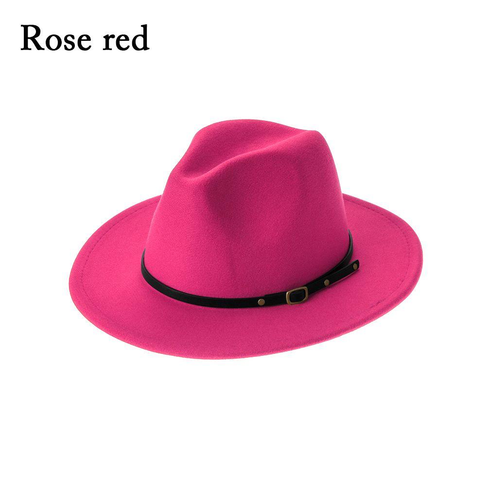 Vintage Felt Fedora Hats with Belt Buckle for Men & Women Wide Brim Outback Hat Panama Jazz Hat Cowboy Hat