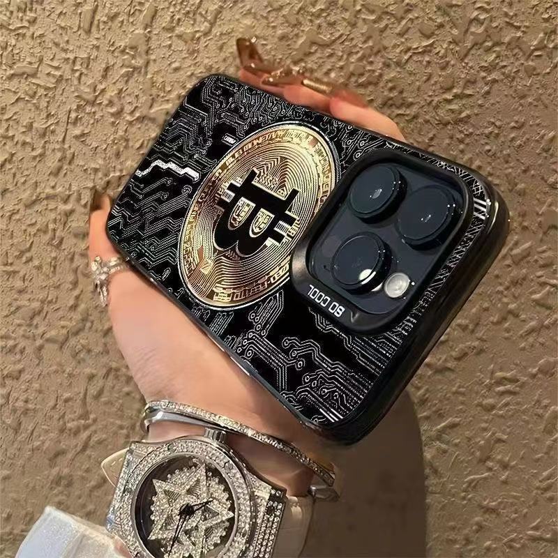 Gold Coin Design Phone Case for iPhone 16 Pro Max / 15 / 14 / 13 – Luxury Shockproof Cover with Sparkling Accents, Fits Apple iPhone