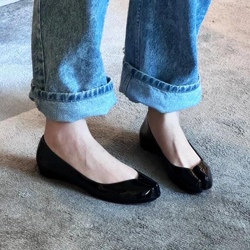 Frühling und Sommer neue Leder-Mode Mary Jane Schuhe elegant flacher Ausschnitt flacher Boden ein Pedal Innenhöhenerhöhung einzelne Schuhe