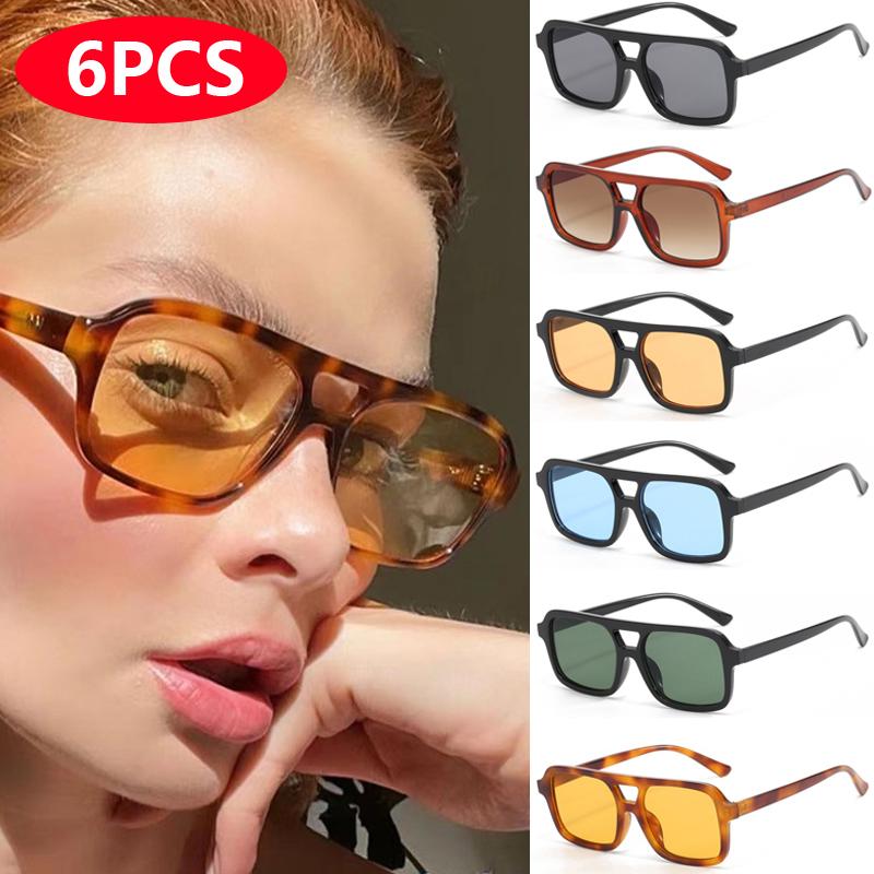 3pcs/6pcs Latest Parallel Bars Versatile Sun Glasses Vintage Retro Fashionable Outdoor Use Sunglasses Riding UV Protection Eyeglasses Women