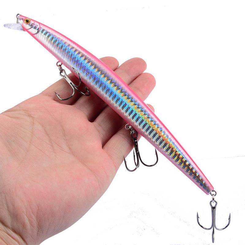 18Cm 24G Big Long Fish Minnow Sea Fishing Lure Bait 3D Eyes Strong Hooks Lures