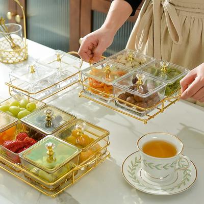 Nordic Fruit Dessert Snacks Bowl Salad Food Nuts Storage Tray With Lid Glasses Dishes Serving Bowl For Party Cake Holder Set