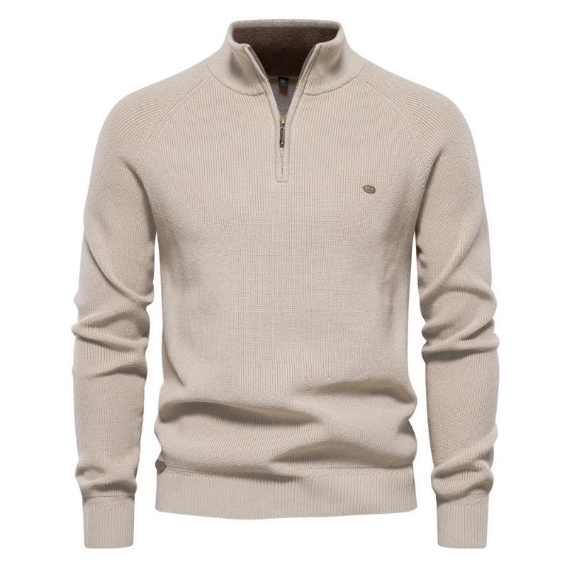 Men’s Euro Fit Half Zip Stand Collar Knit Sweater