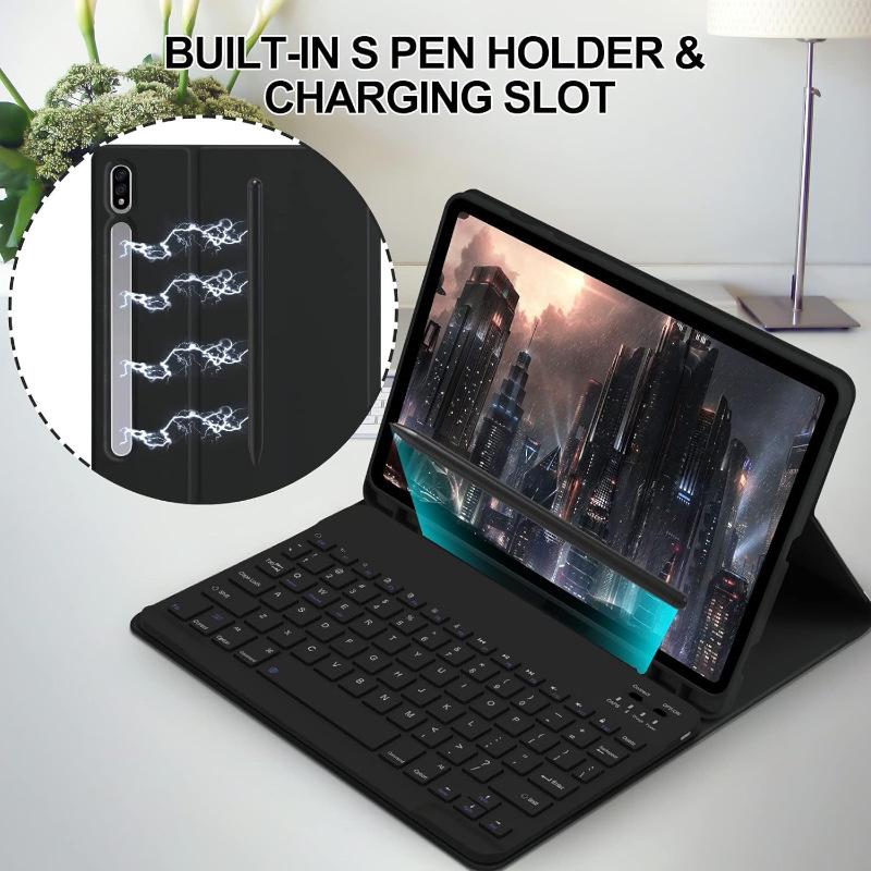 Samsung Tab S11 Protective Leather Case with Magnetic Bluetooth Keyboard, Mouse, and Korean/Spanish Support