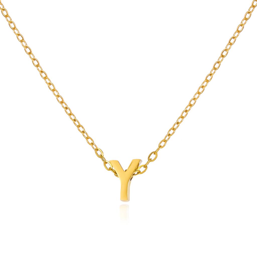 Simple Stainless Steel A-Z Initial Letter Necklaces for Women 26 Alphabet Pendant Clavicle Chain Choker Birthday Party Jewelry