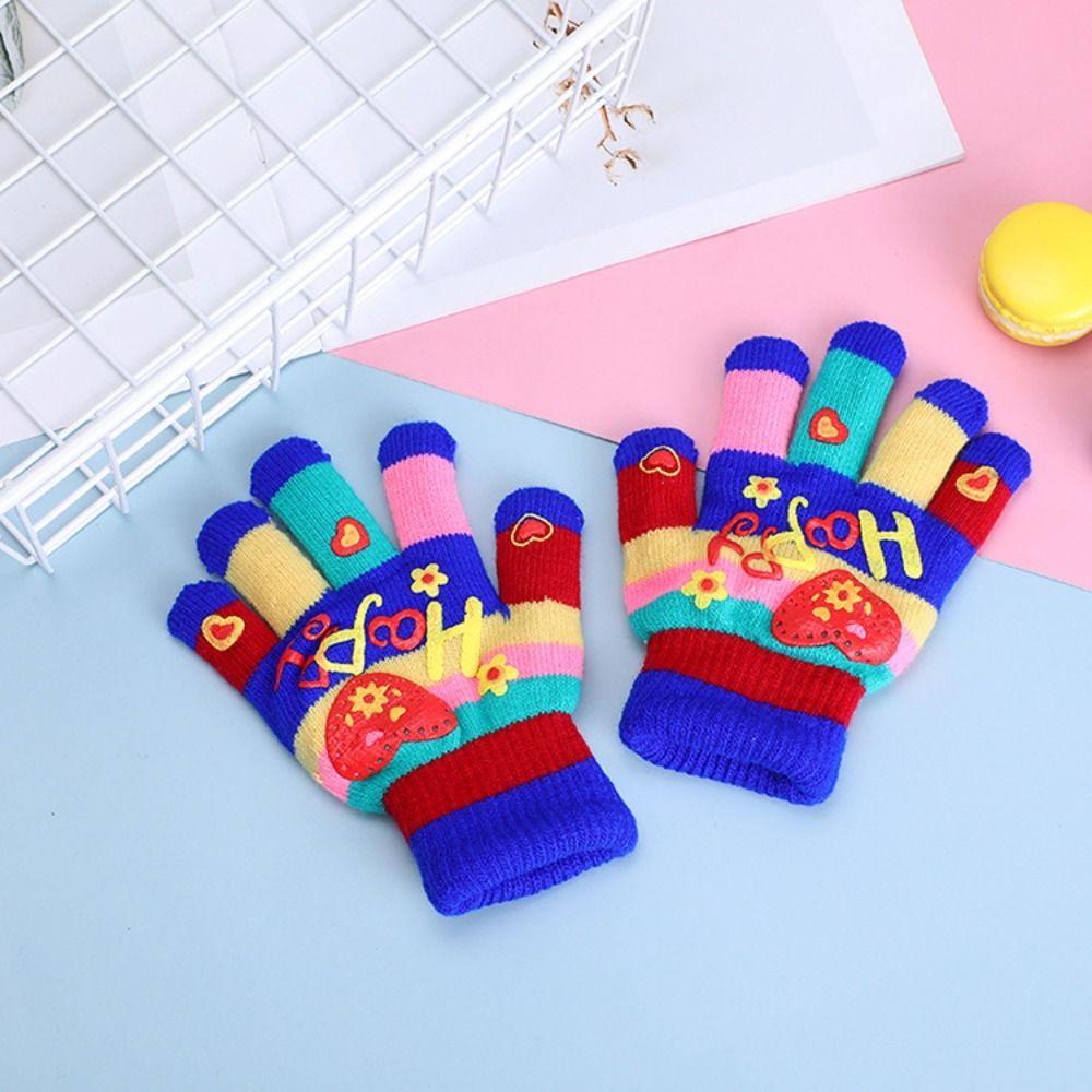 Knitted Knitting Mittens Thick Mitten Cartoon Kids Gloves  Boys Girls