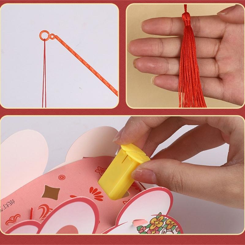 Handmade Florals Paper Lamp Set Traditional Chinese Craft Supplies LED Projection Portable for Chinese Festival