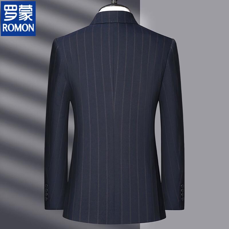 ROMON Men's Slim Fit Business Casual Striped Suit