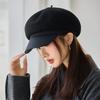 Versatile British Style Beret Autumn and Winter Hat for Women Thickened Windproof and Warm Painter Hat Korean Version Big Head Newspaper Boy Hat