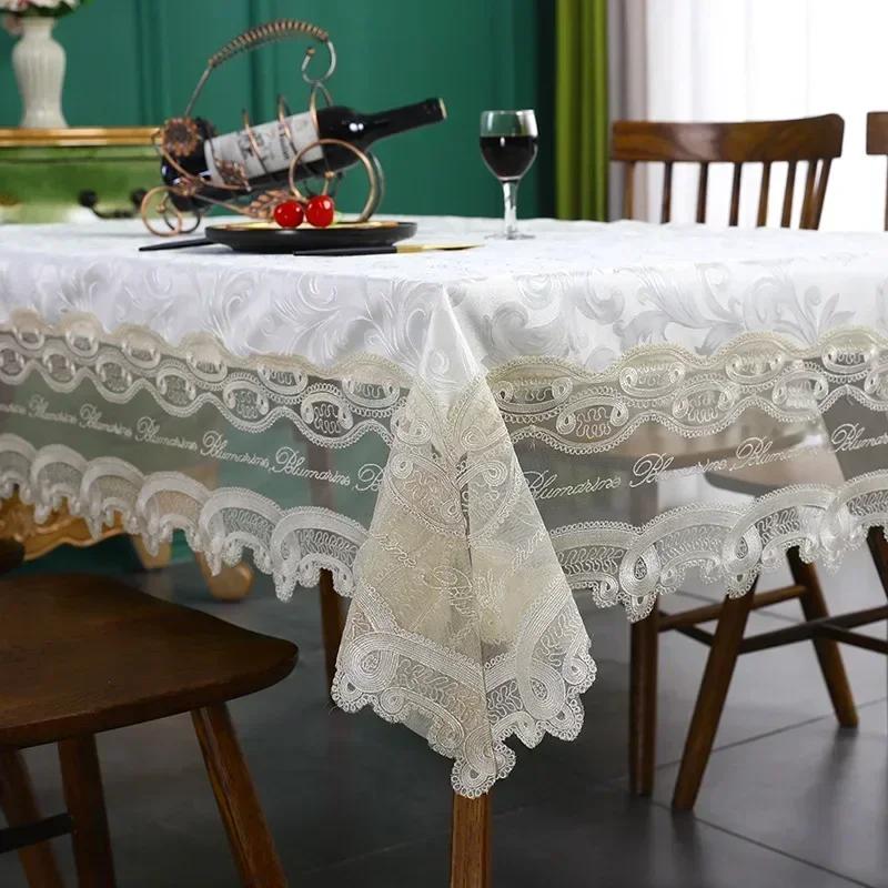 European Style Water And Oil Resistant Tablecloth Lace Embroidered Tea Table Cloth Tv Counter Cloth Wear-Resistant Tablecloth