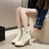 Short boots women's autumn 2025 new white high-heeled women's shoes Martin boots small autumn and winter thin boots thick heel