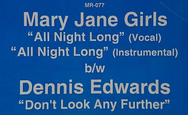 

12inch Record MARY JANE GIRLS / DENNIS EDWARDS - All Night Long / Don t Look Any Fur MR077 Motown Japan Soul/Funk Used