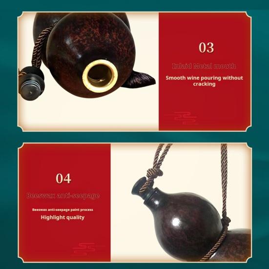 500/1000ML Gourd Water Bottle with Braided Strap Leak-proof Travel Sports Water Bottle Vintage Chinese Style Monkey King Wukong Drinking Bottle