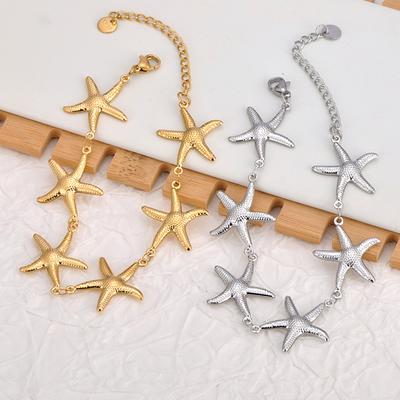 Edelstahl Meeresstil Metall Seestern Kette Armband Wasserdichte Accessoires Feiertags Schmuck für Frauen Dropshipping