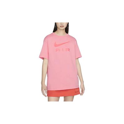 Logo Letter Print Loose Round Neck Short Sleeve T-Shirt Women Tops Peach DX7919-611