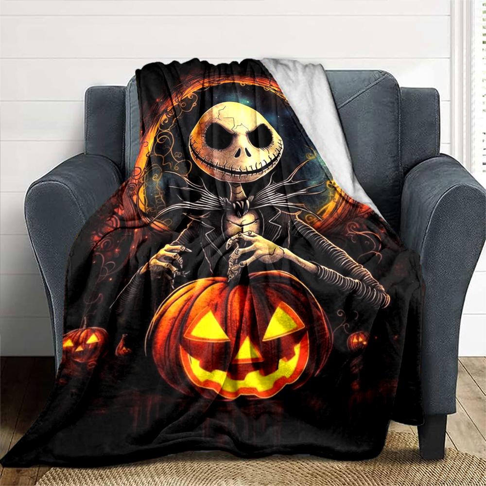 Nightmare Before Christmas Jack Flannel Blanket Super Soft Warm Cozy Blanket For Sofa Bed Office Travel Allseason Home Decor Gift