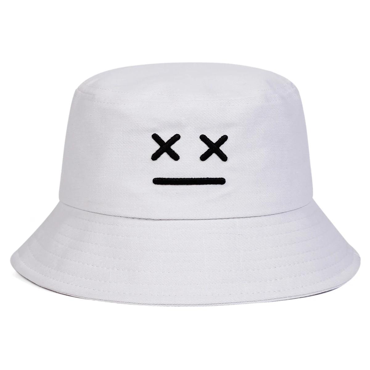 

Unisex Xx Smiling Face Embroidery Personality Bucket Hats Fishermen Caps Outdoor Casual Cap Sunscreen Hat