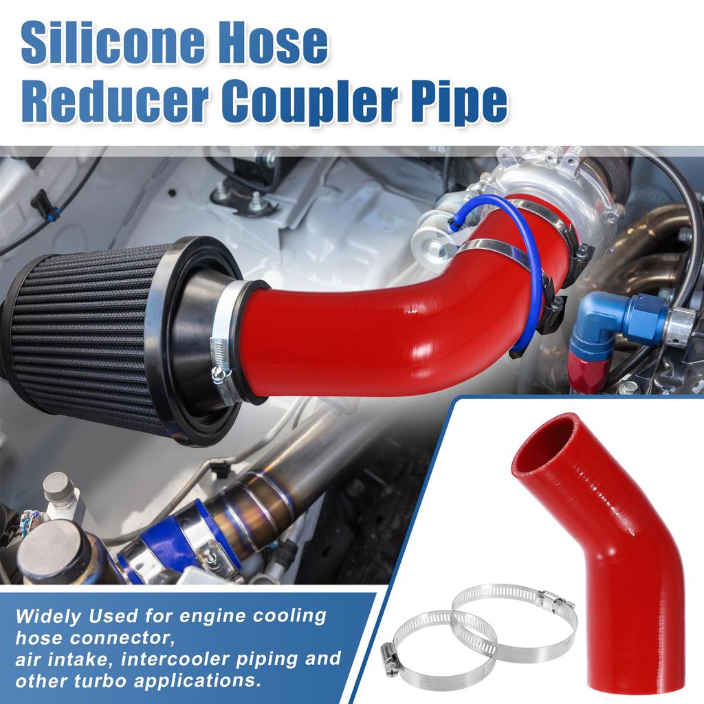 X AUTOHAUX Car Elbow Reducer Silicone Hose Coupler Intercooler Tube Intake Piping 45 Degree
