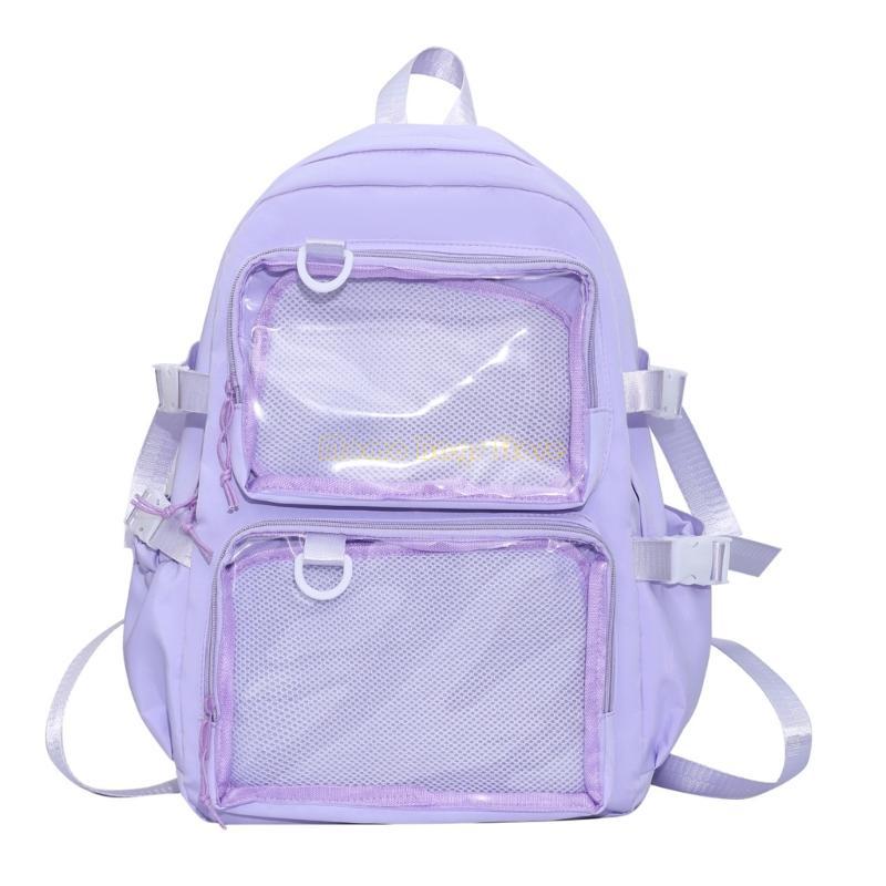 Zaino a Spalla in Nylon per Studenti Universitari X90D Itabag Giapponese Trasparente Grande Capacità Borsa Scolastica per Esposizione Spille Anime