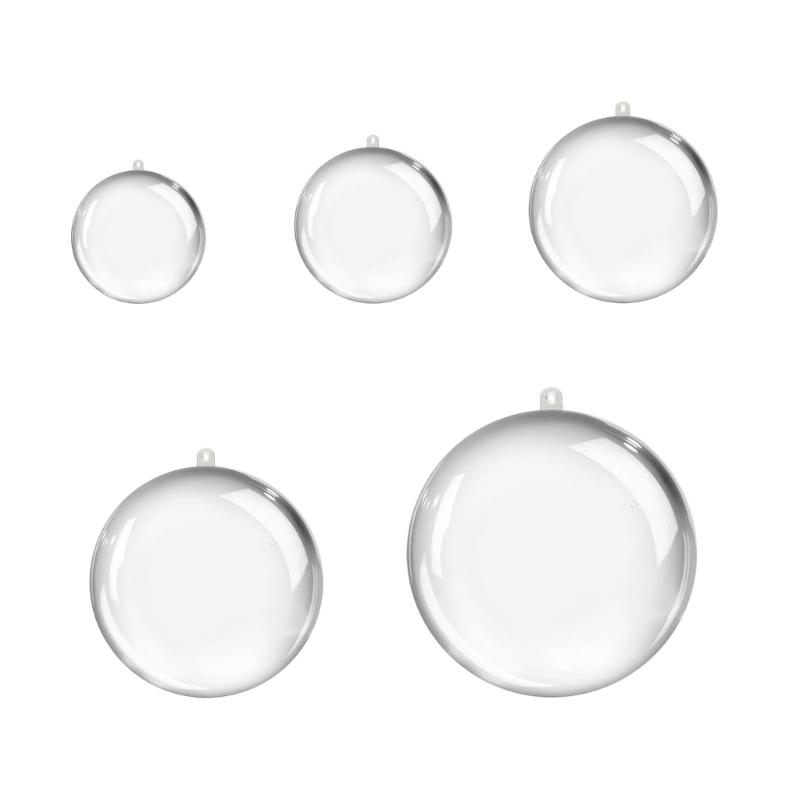 20pcs Round Transparent Plastic Ball for Christmas Tree Hanging Ornaments Fillable Bauble Wedding Party Decoration