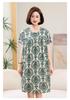 Summer Cotton Silk Knee-Length Floral Dress for Middle-Aged and Elderly Women - Short Sleeved, Lightweight, Plus Size, Loose Fit