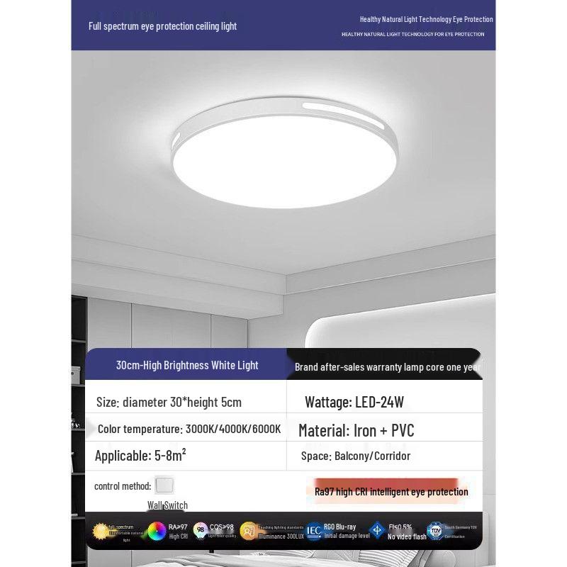 2025 Modern LED Ceiling Light for Bedroom, Study, or Living Room - Round and Simple Design
