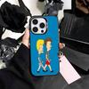 Cartoon B-Beavis and B-Butt-head   Phone Case For iPhone17,16,15,14,13,12,11 Plus,Pro Max Colored Silver Plated Inside Cover
