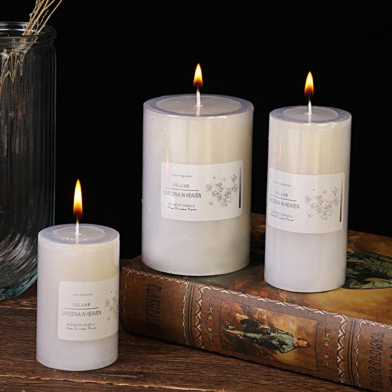 Classic European Style Ivory White Large Cylinder Scented Candle Wedding Hotel Decoration Unscented Rod Wax