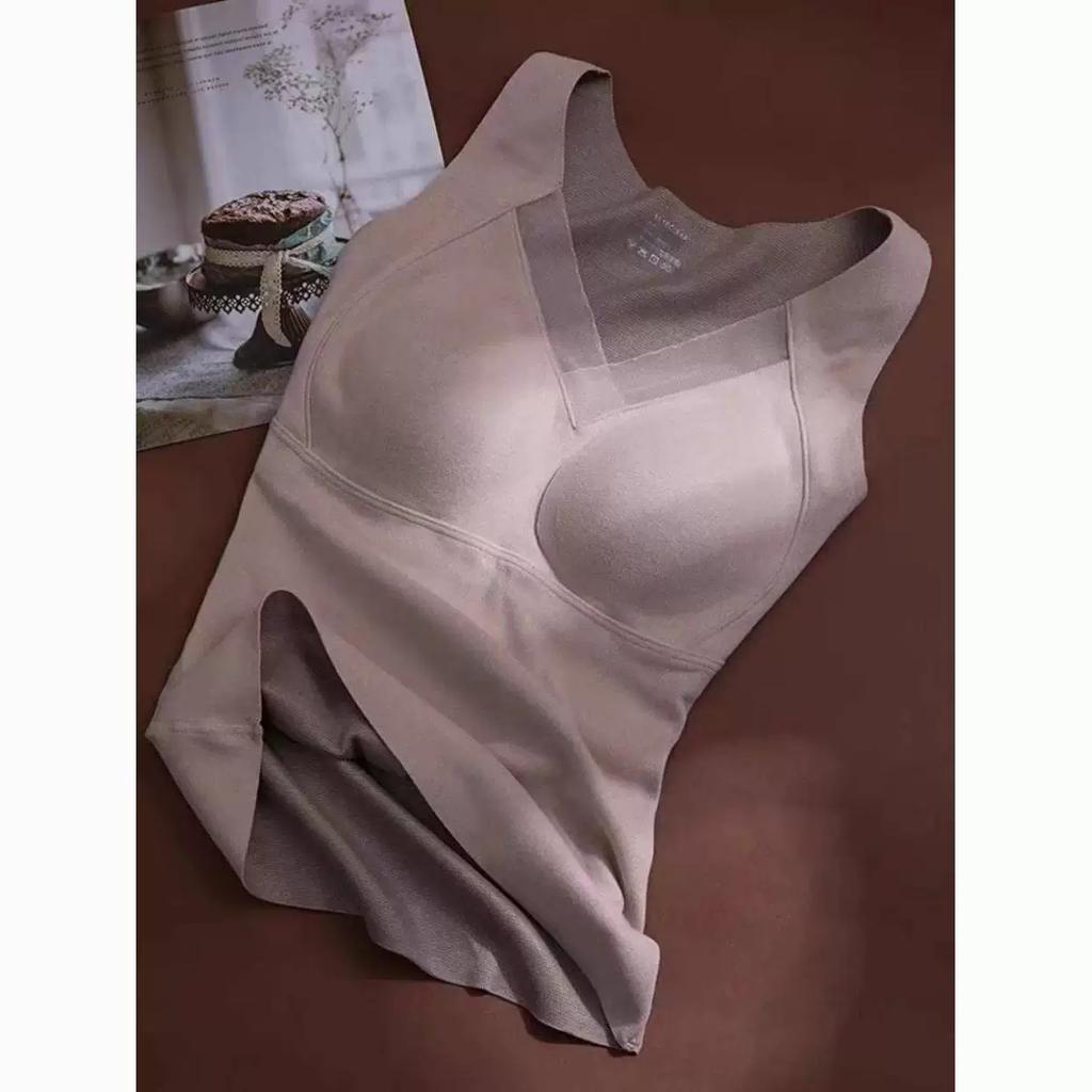 Autumn and Winter Graphene Thermal Vest for Women with Chest Pads, Winter Bra-Free Design, German Velvet Brushed Surface, Fixed Cup, No Steel Ring