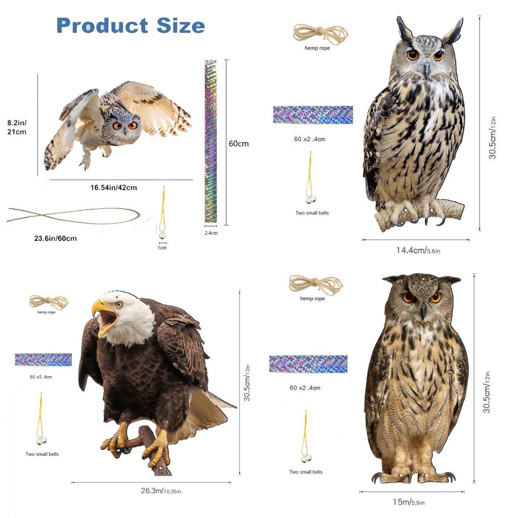 Garden Bird Deterrent Device With Acrylic Eagle Design For Yard Protection